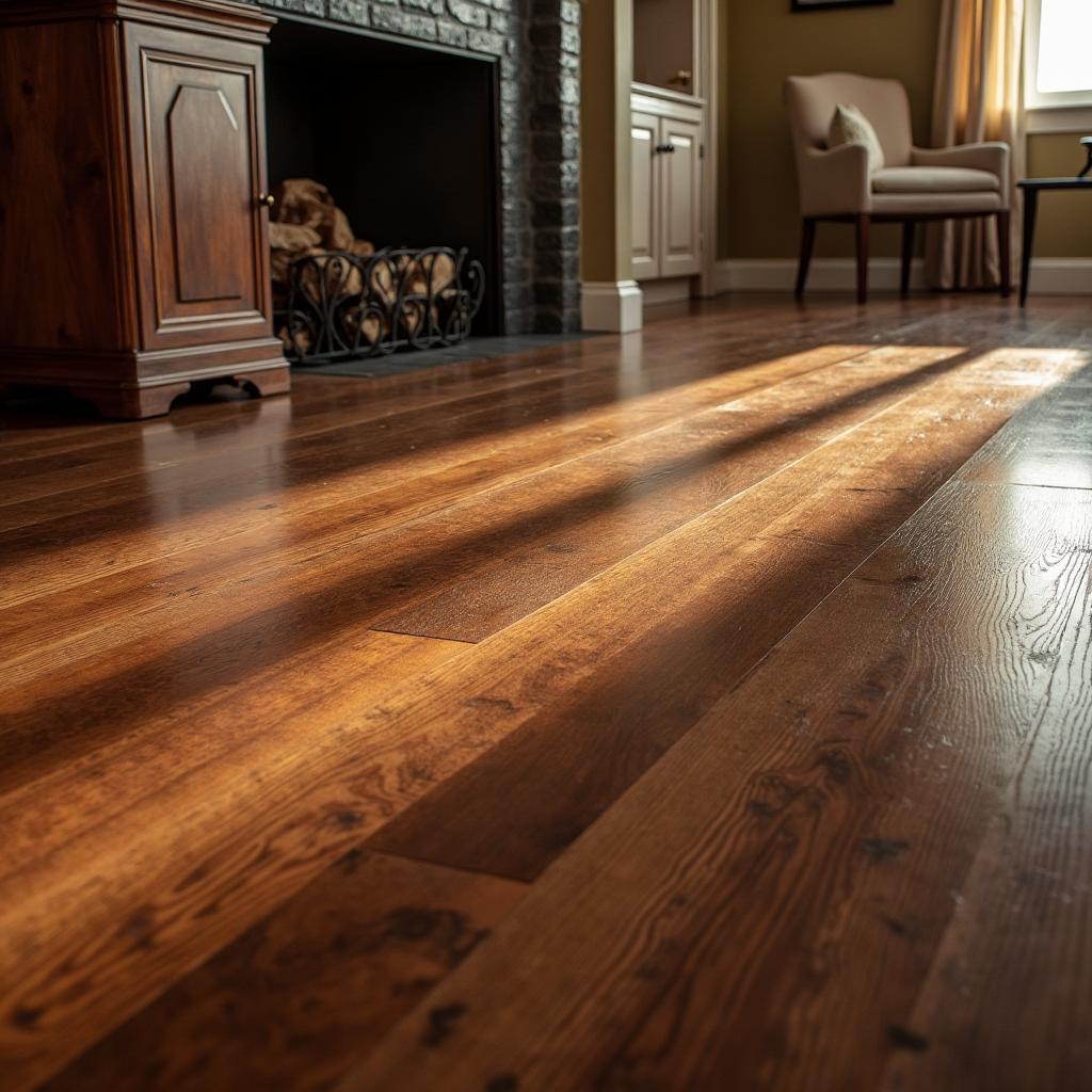 Rich wood grain and a finished hardwood floor in a living room
