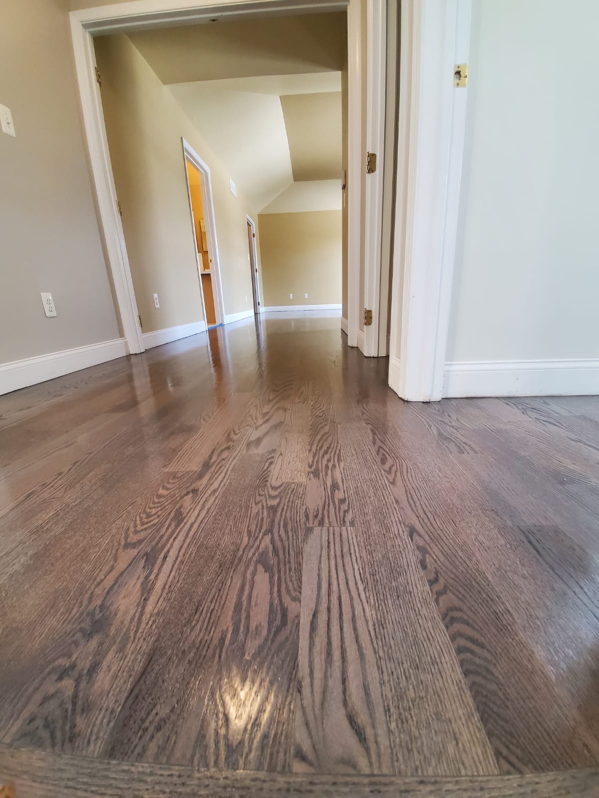 Close view of finished hardwood grain