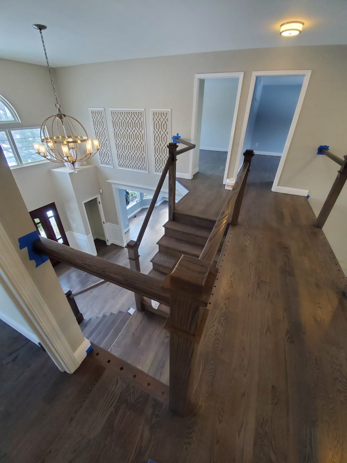 Stair treads and landing after staining
